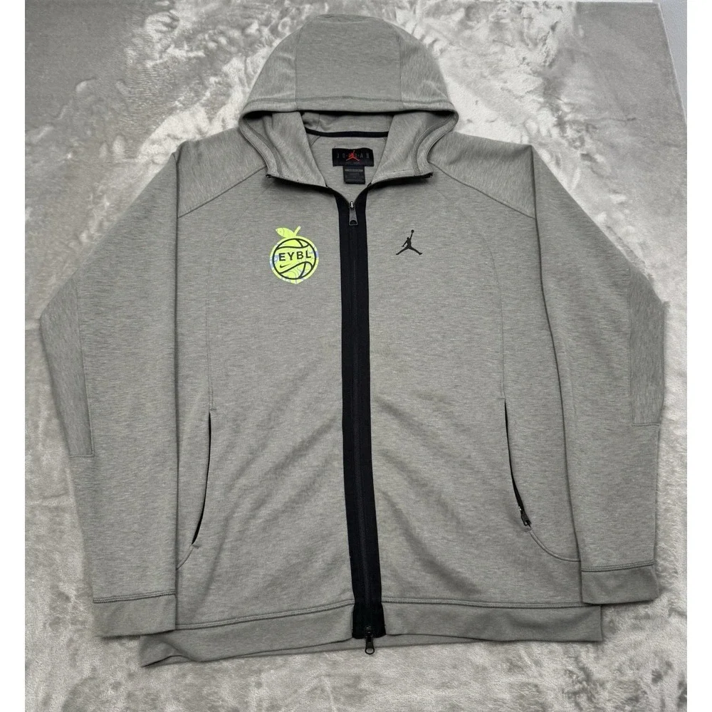 Nike Air Jordan EYBL Hoodie Mens XL Gray Full Zip Jacket Sweatshirt Fleece Tech